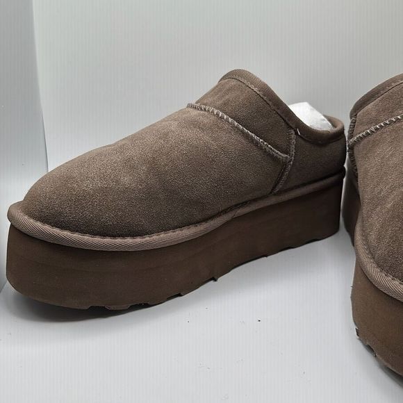 CUSHIONAIRE Women's Genuine Suede Cozy Mule Platform +Memory Foam 11 TAUPE - Picture 7 of 7